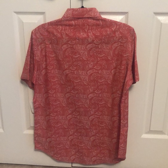 Mens Robert Graham Coral Pink Button up Short Sleeve Shirt (Size S) - Picture 4 of 8